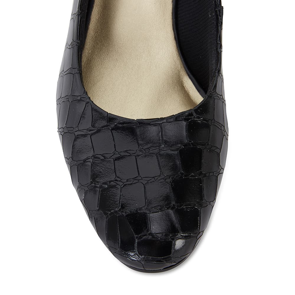Marley Heel in Black Croc Leather