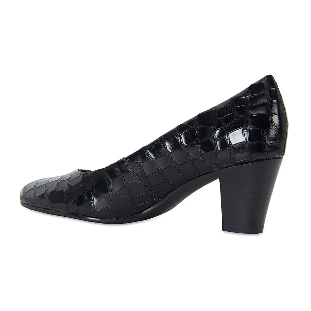 Marley Heel in Black Croc Leather