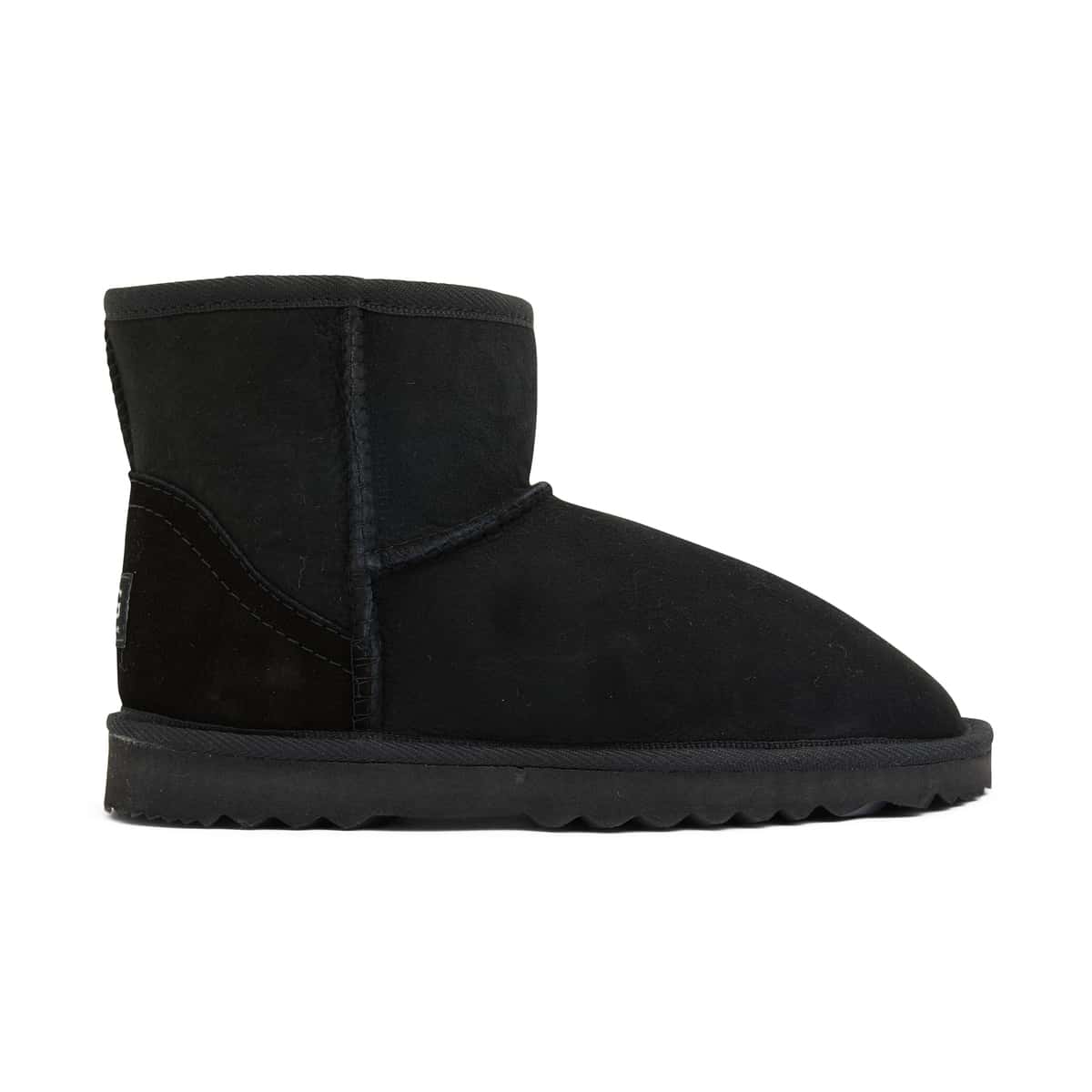 Mini Slipper in Black Smooth Fabric