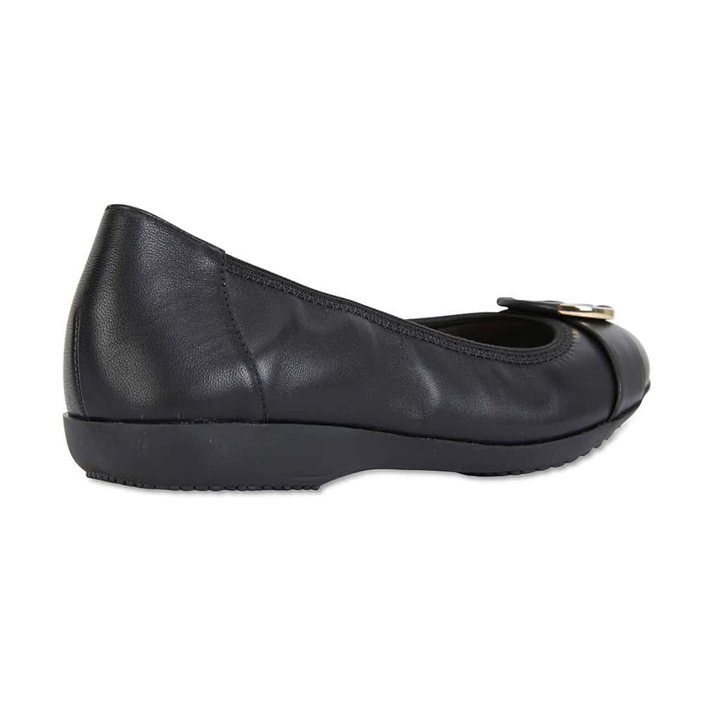 Nadine Flat in Black Leather