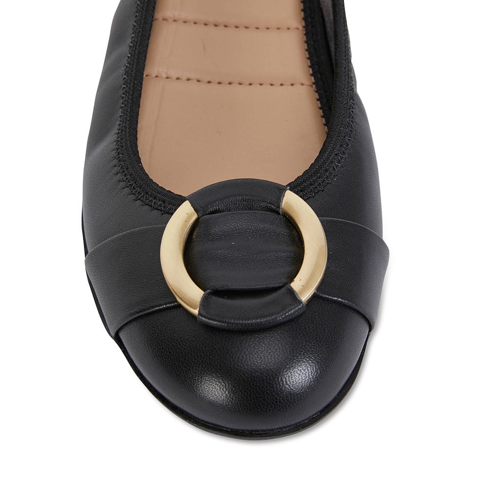 Nadine Flat in Black Leather