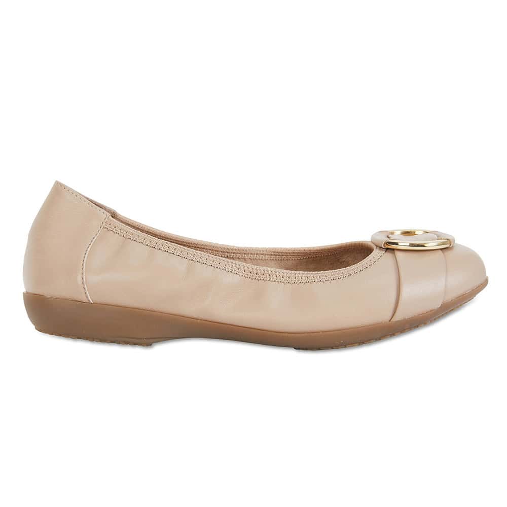 Nadine Flat in Nude Leather