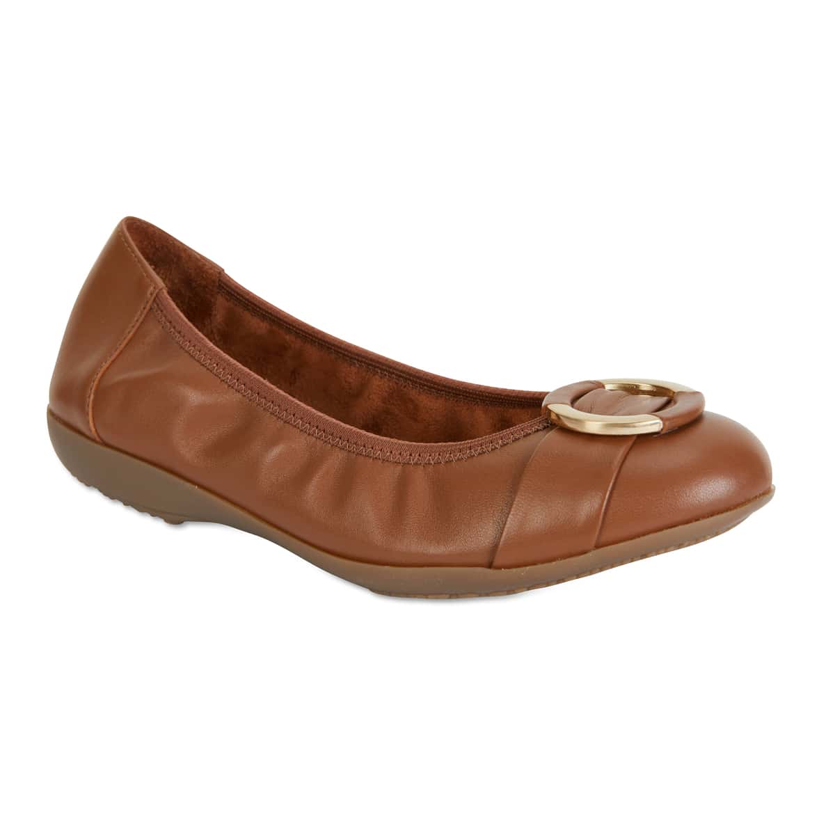 Nadine Flat in Tan Leather