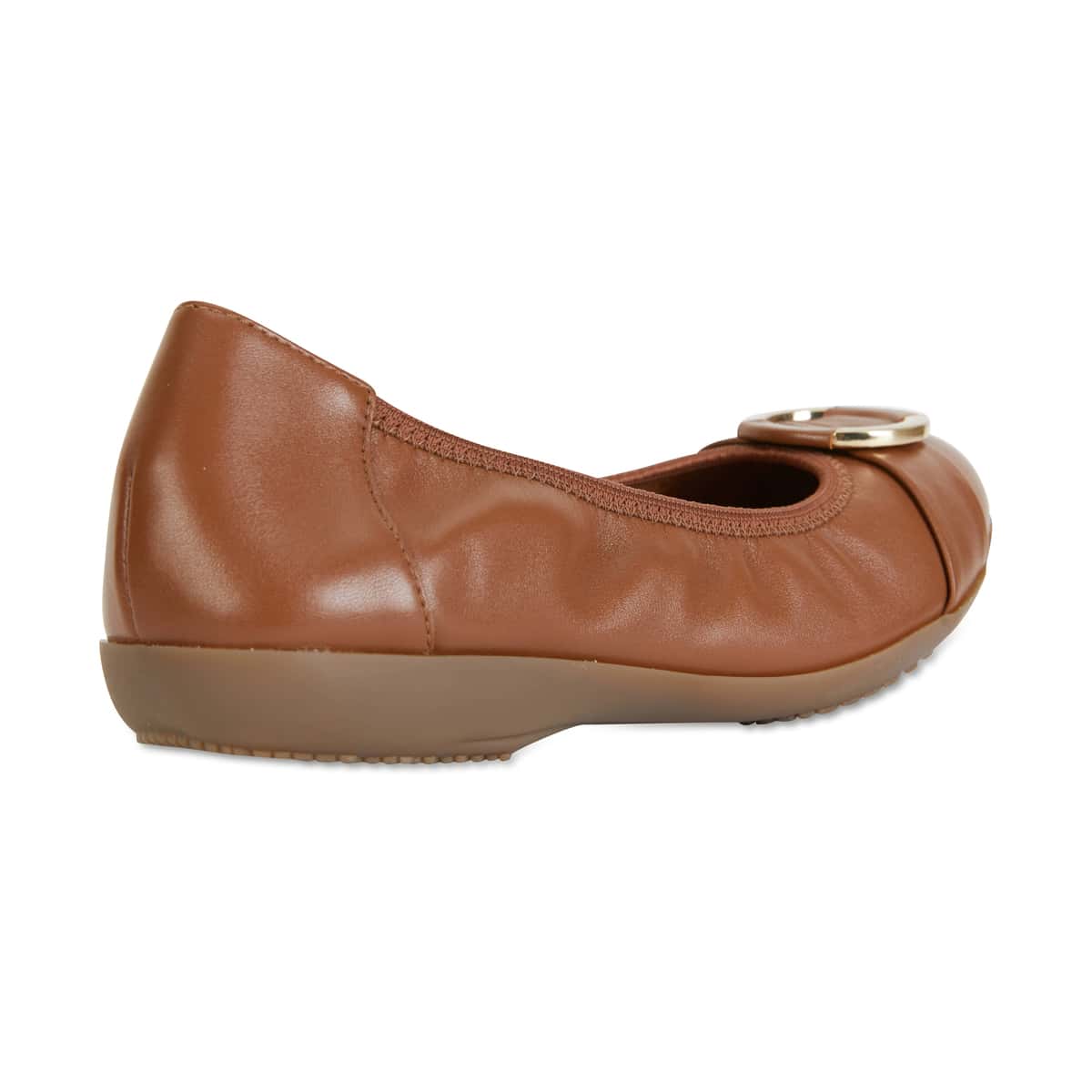 Nadine Flat in Tan Leather