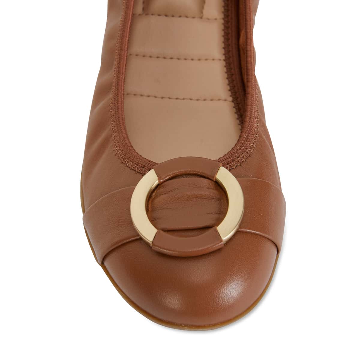 Nadine Flat in Tan Leather