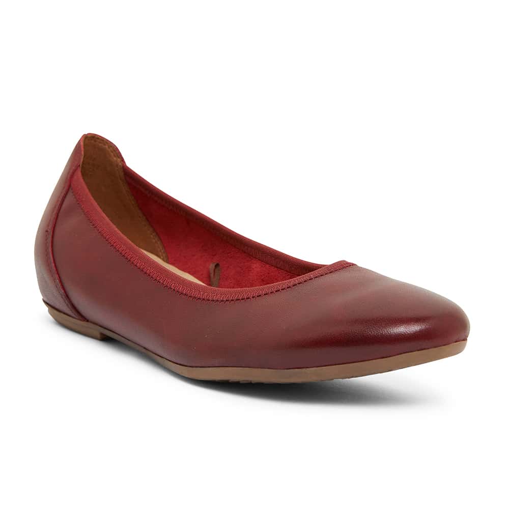Pamper Ballet Flat in Cherry Leather