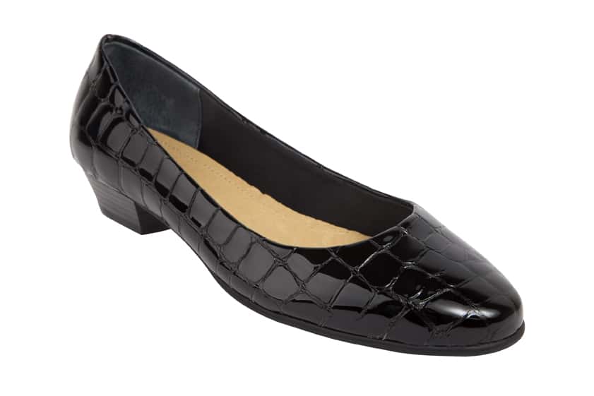 Regent Heel in Black Patent Croc Leather