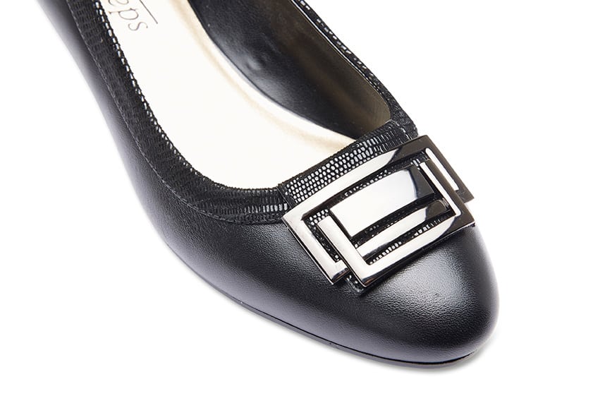 Rhianna Heel in Black Leather