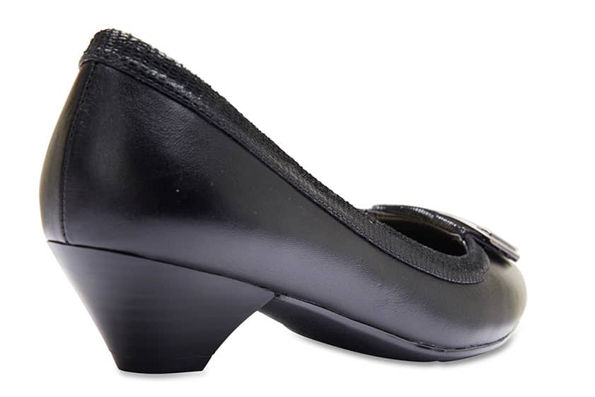 Rhianna Heel in Black Leather