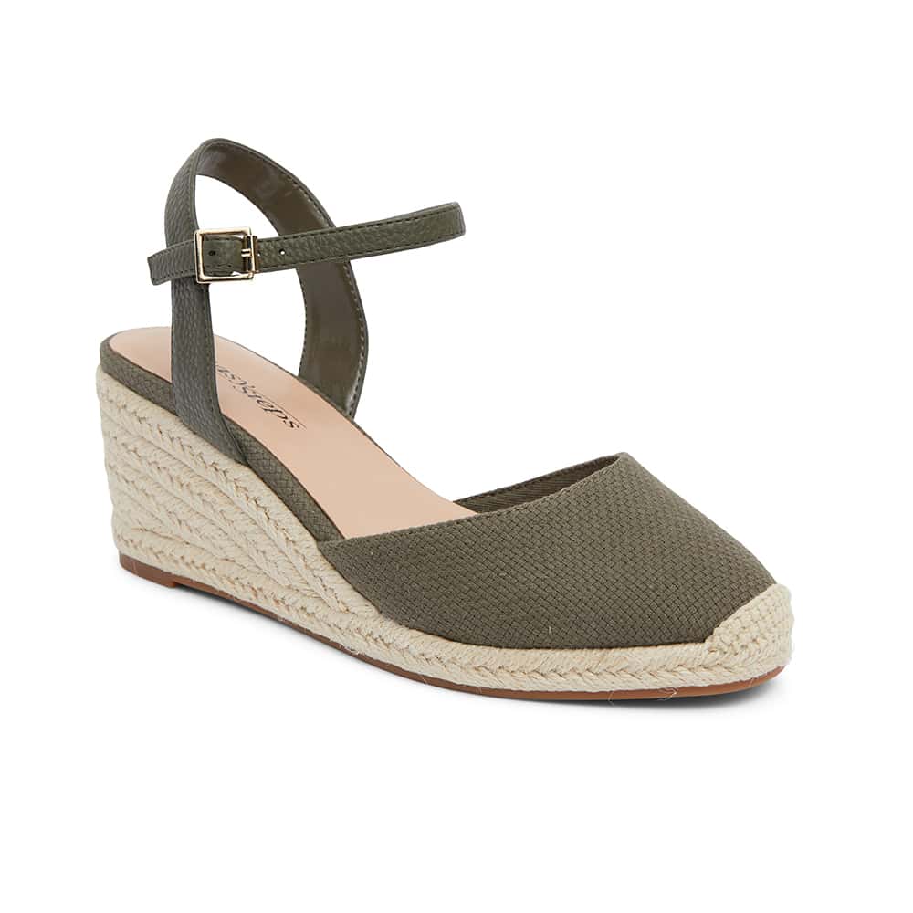 Santos Wedge in Khaki Fabric