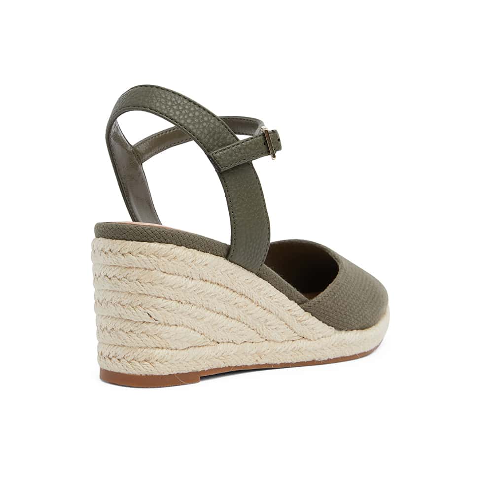 Santos Wedge in Khaki Fabric