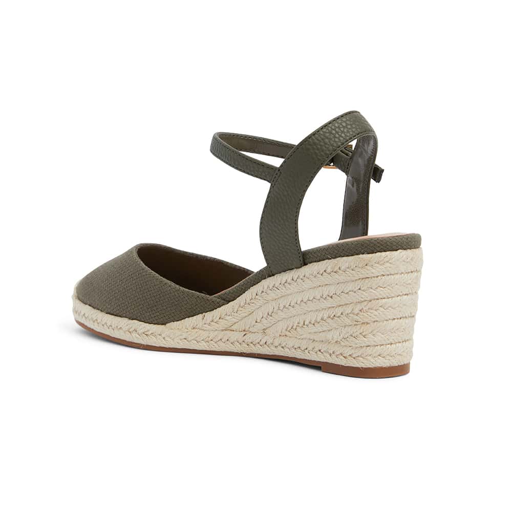 Santos Wedge in Khaki Fabric