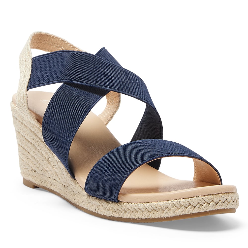 Selina Wedge in Navy Fabric