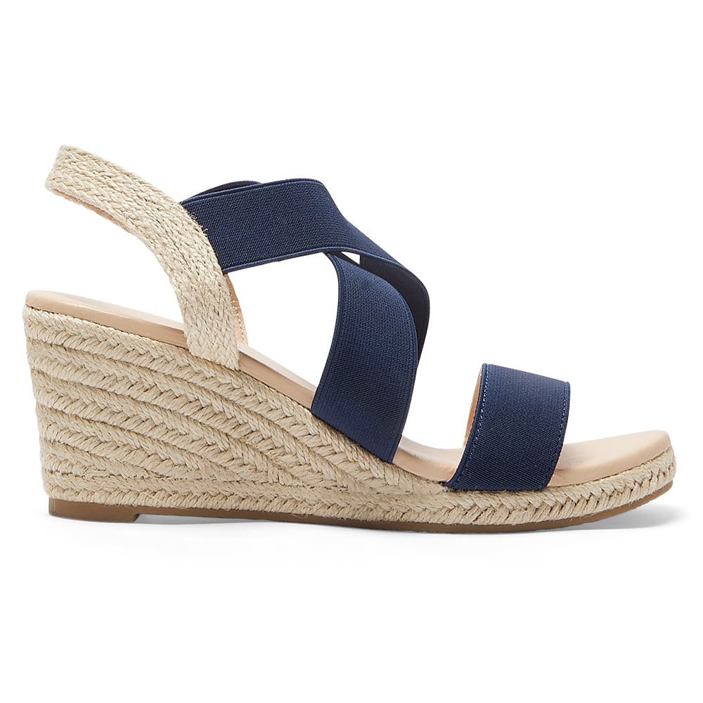 Selina Wedge in Navy Fabric