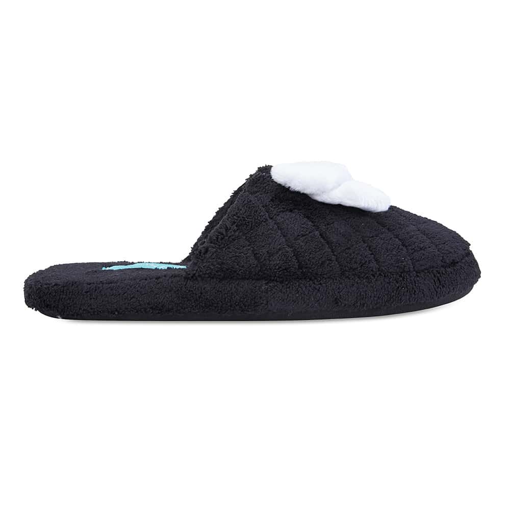Sleepy Slipper in Black Smooth Fabric