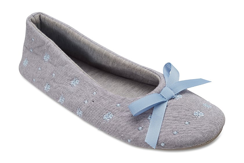 Sonia Slipper in Grey And Blue Fabric