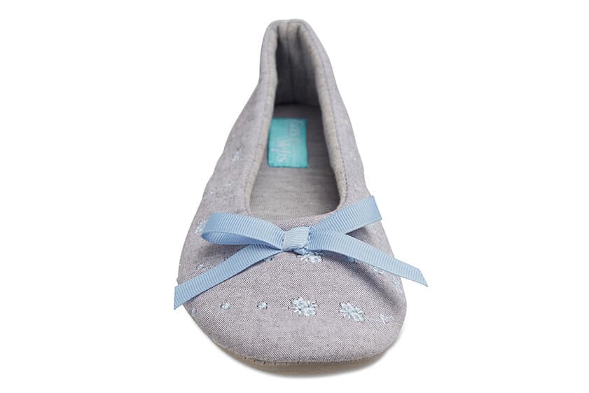 Sonia Slipper in Grey And Blue Fabric