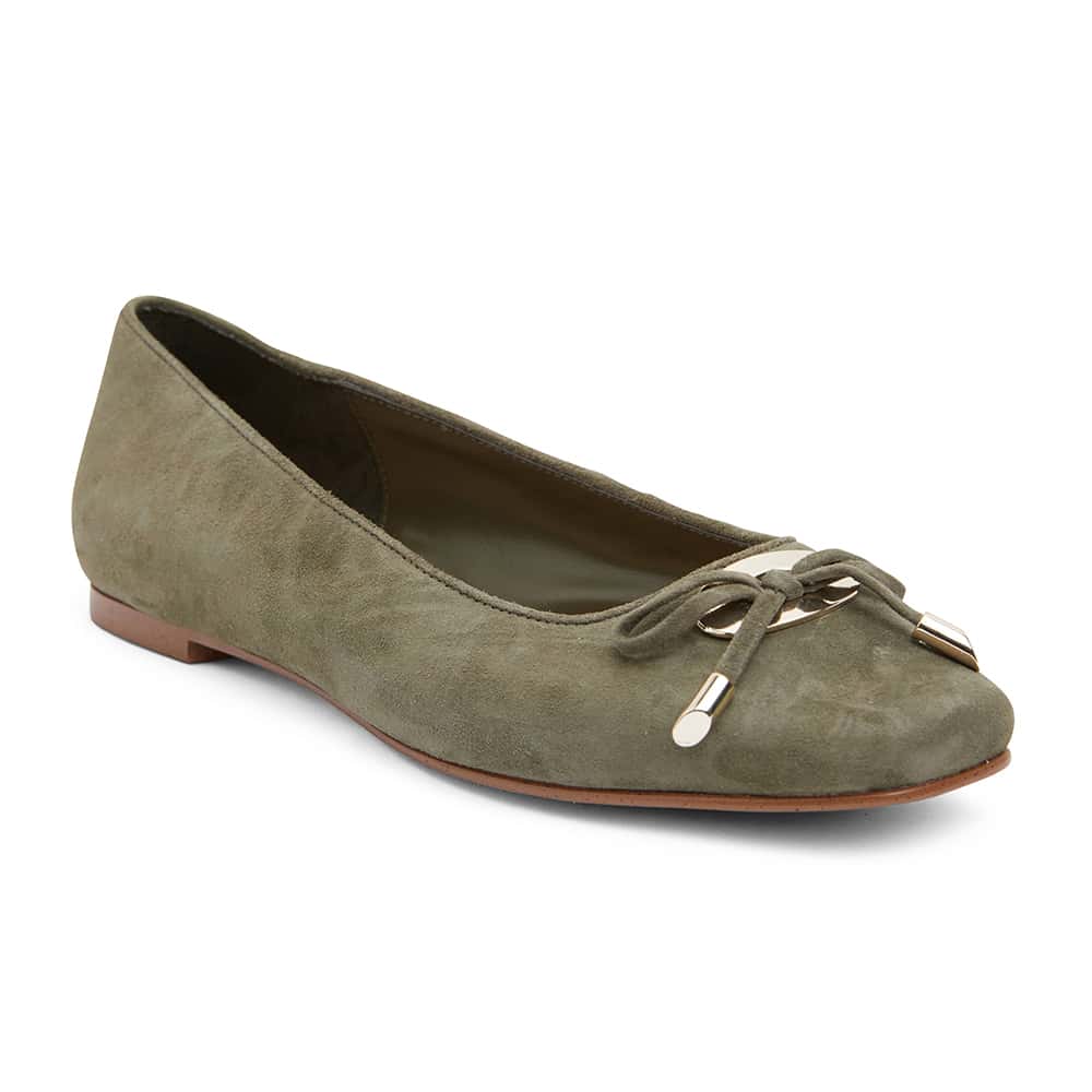 Tabbatha Flat in Khaki Suede