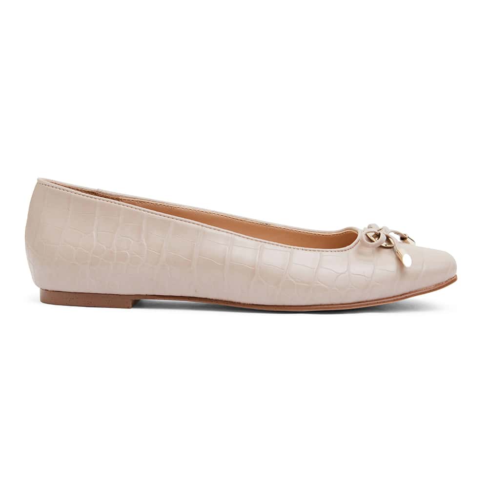 Tabbatha Flat in Nude Croc