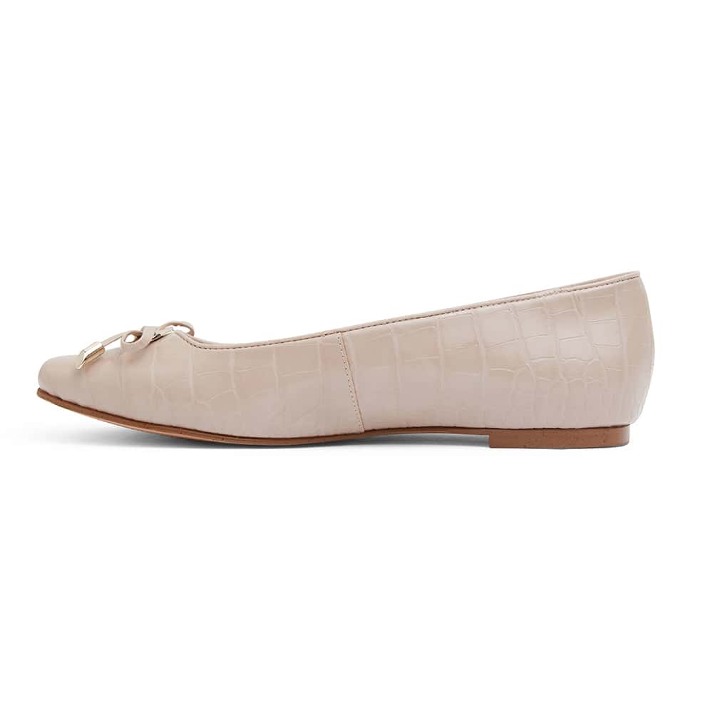 Tabbatha Flat in Nude Croc