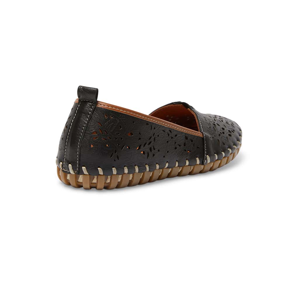 Tilly Flat in Black And Tan Leather