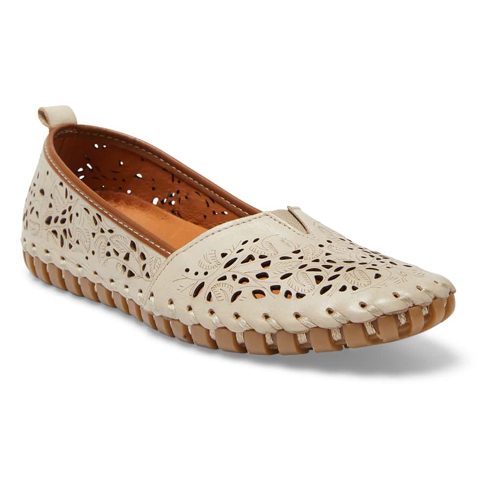 Tilly Flat in Off White Leather