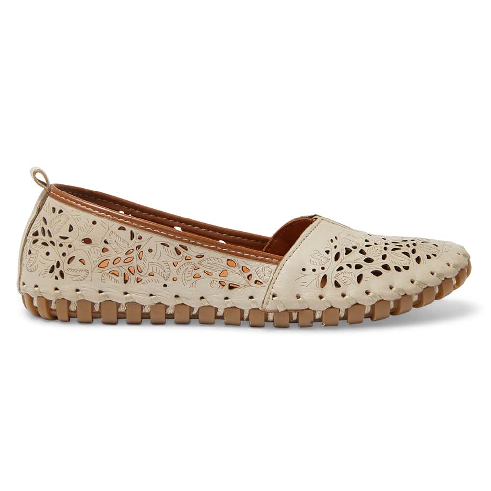 Tilly Flat in Off White Leather