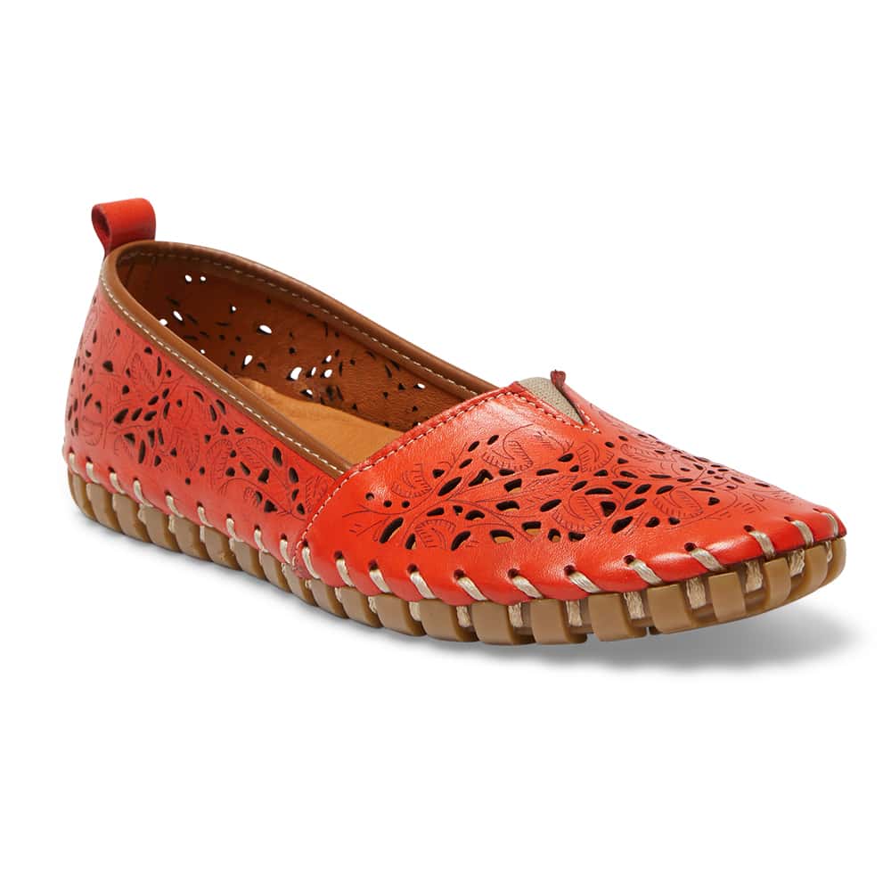 Tilly Flat in Red Leather