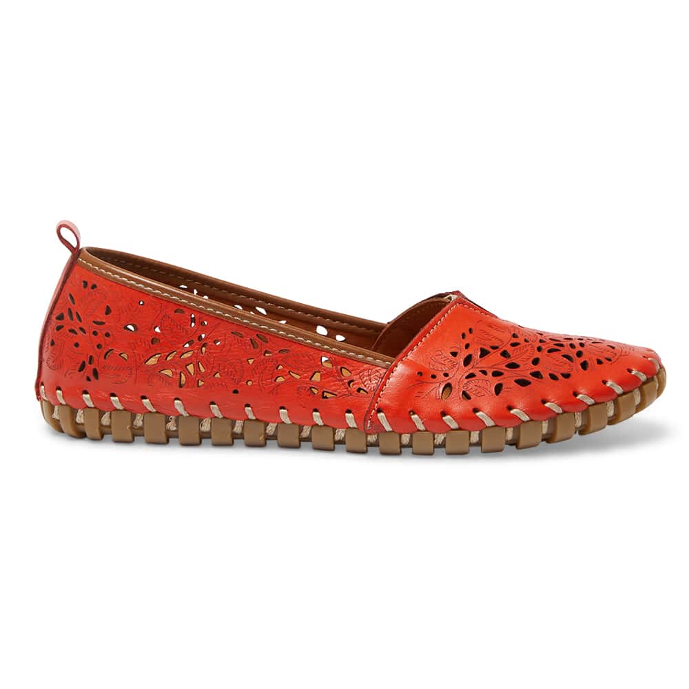 Tilly Flat in Red Leather