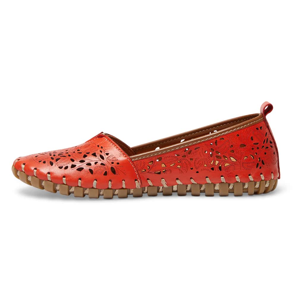 Tilly Flat in Red Leather