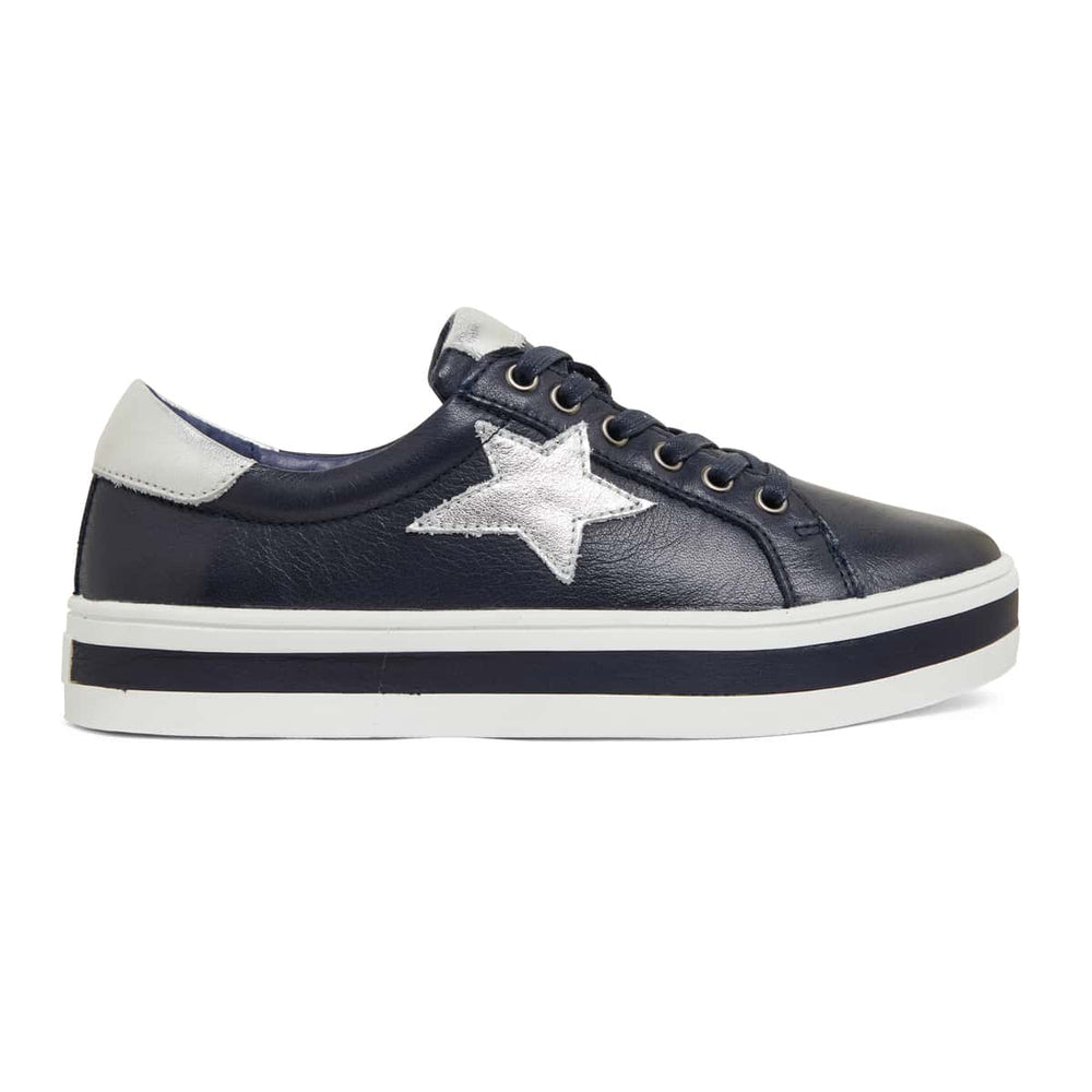 Ultra Sneaker in Navy And Silver Leather