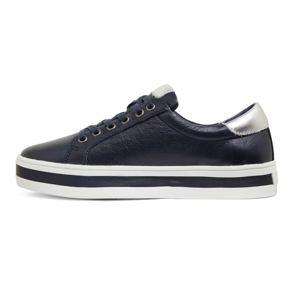 Ultra Sneaker in Navy And Silver Leather
