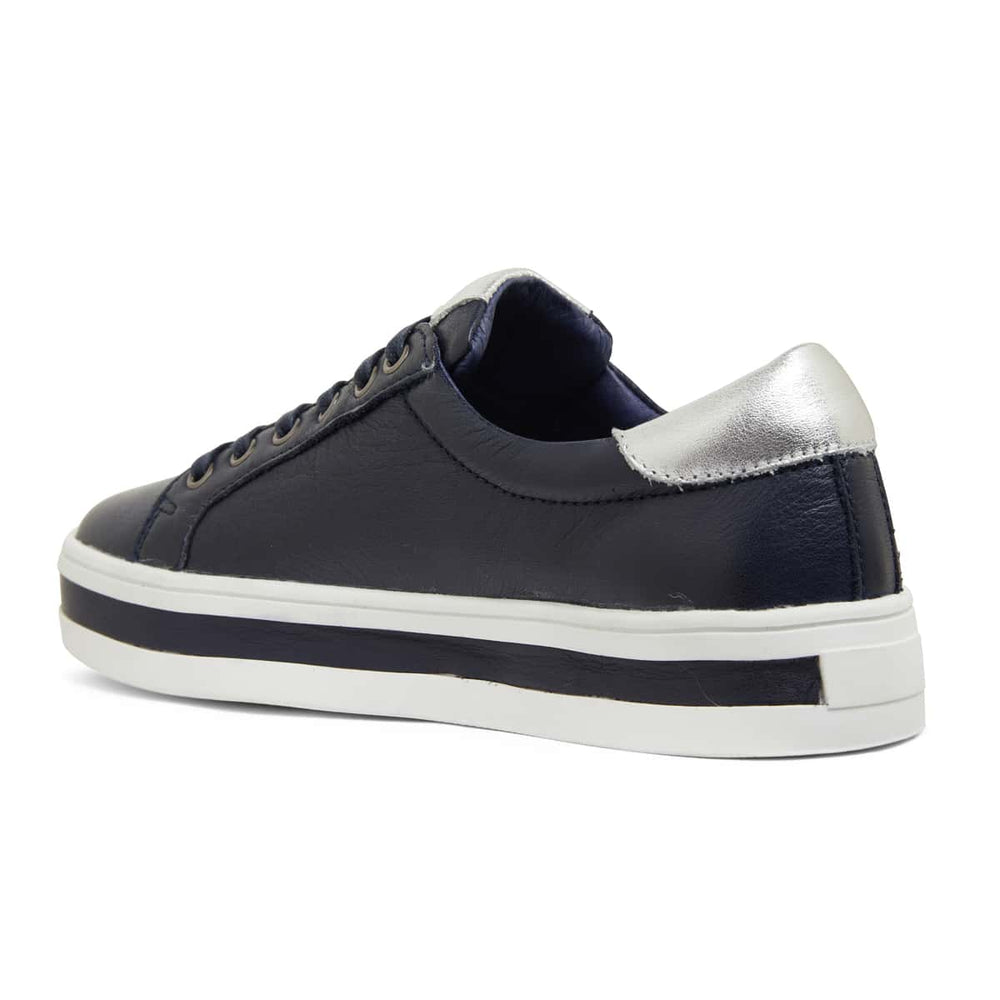 Ultra Sneaker in Navy And Silver Leather