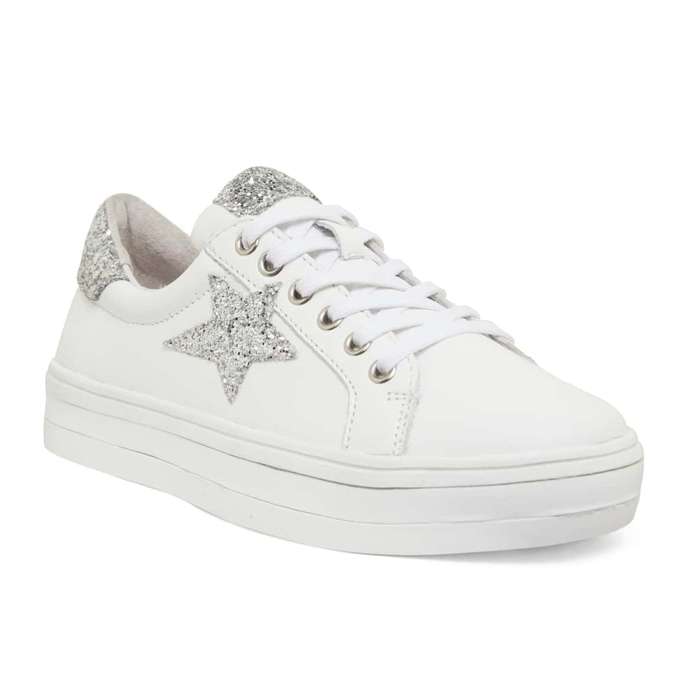 Ultra Sneaker in White Glitter Leather