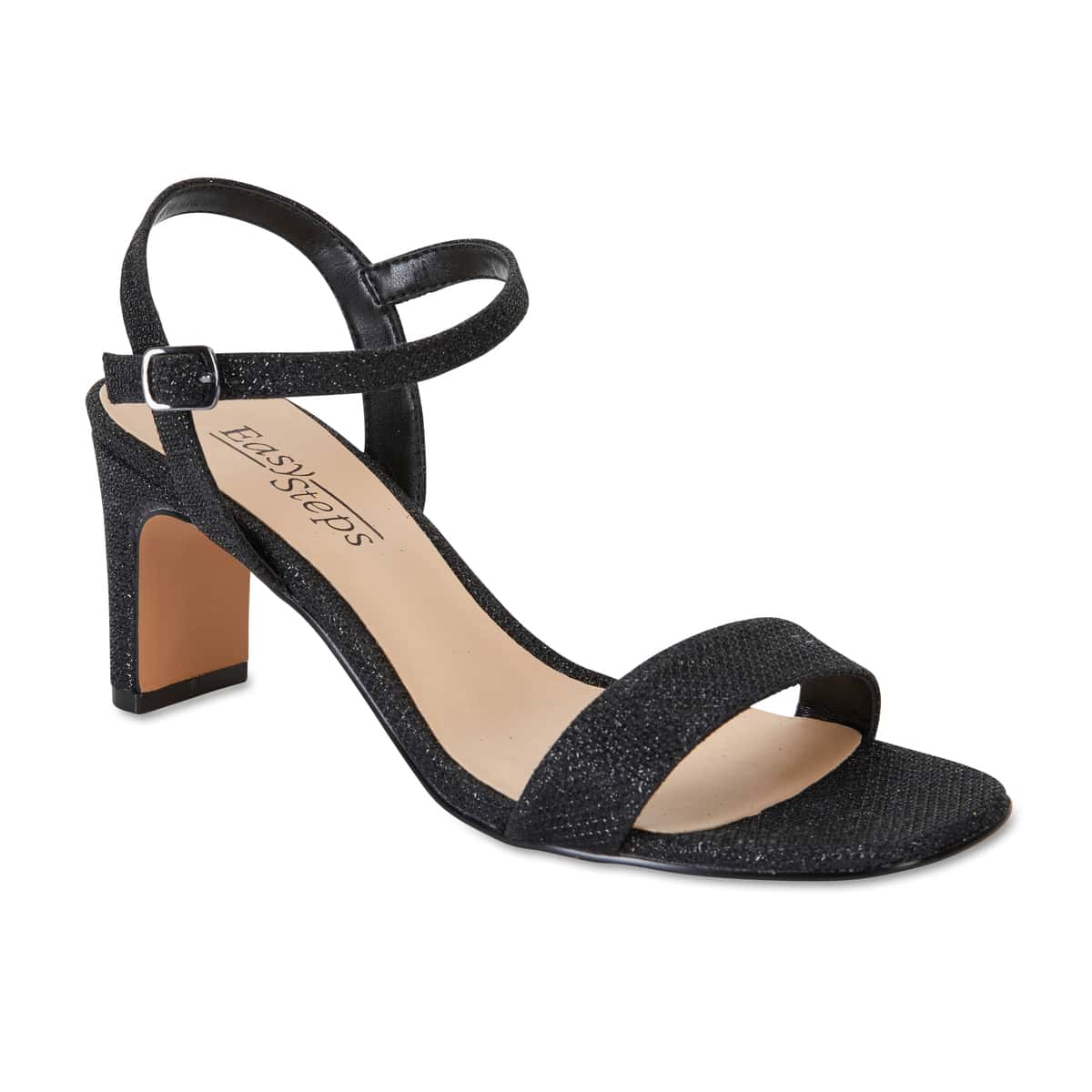 Unison Heel in Black Shimmer Fabric