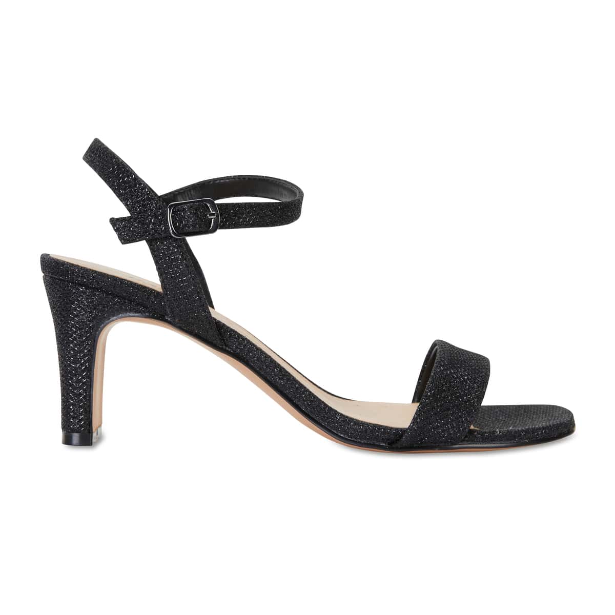 Unison Heel in Black Shimmer Fabric
