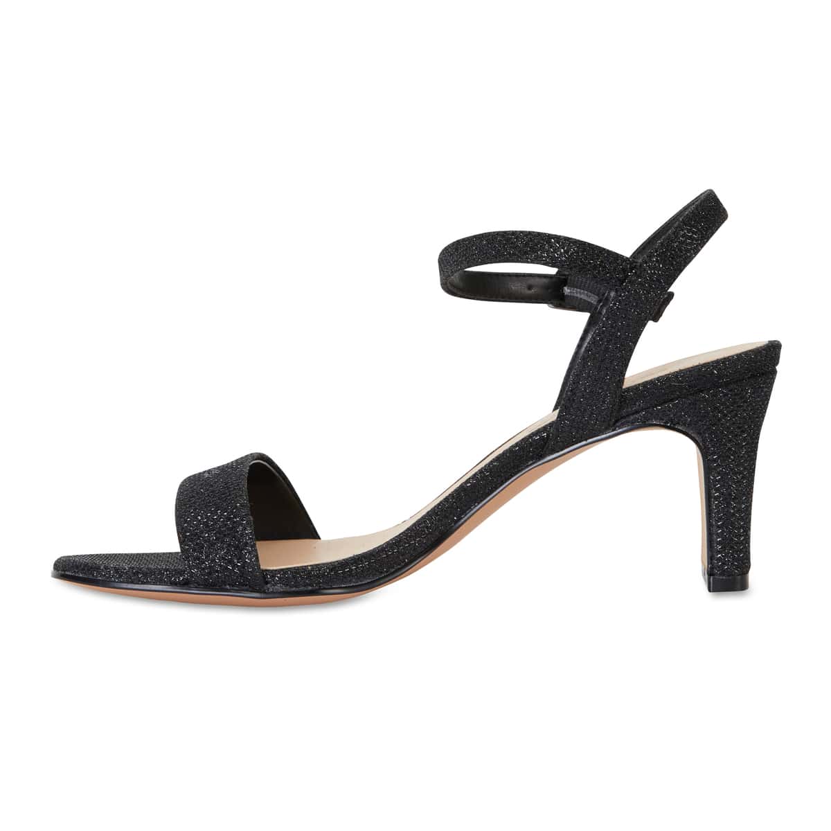 Unison Heel in Black Shimmer Fabric