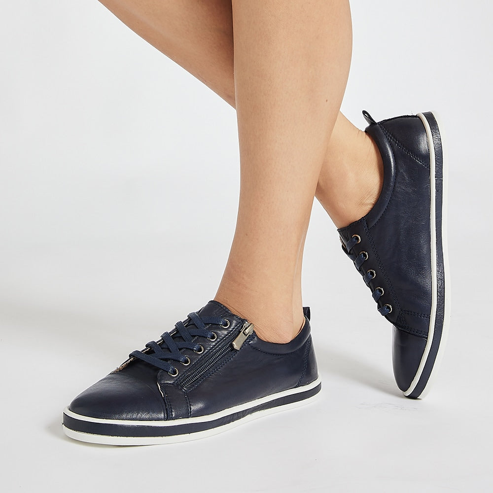 Whisper Sneaker in Navy Leather