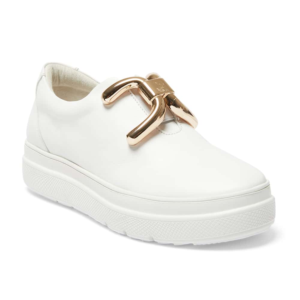 Banjo Sneaker in White And Gold Leather