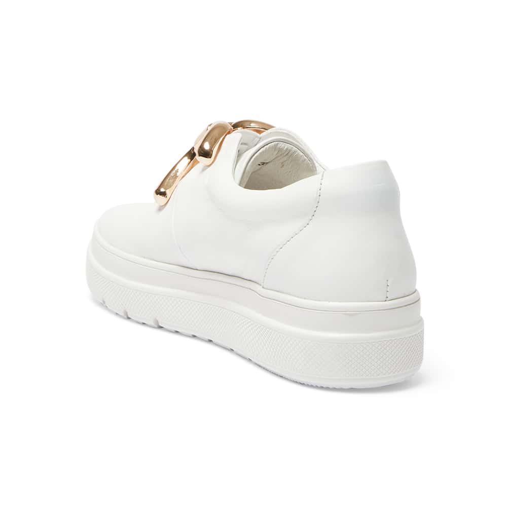 Banjo Sneaker in White And Gold Leather
