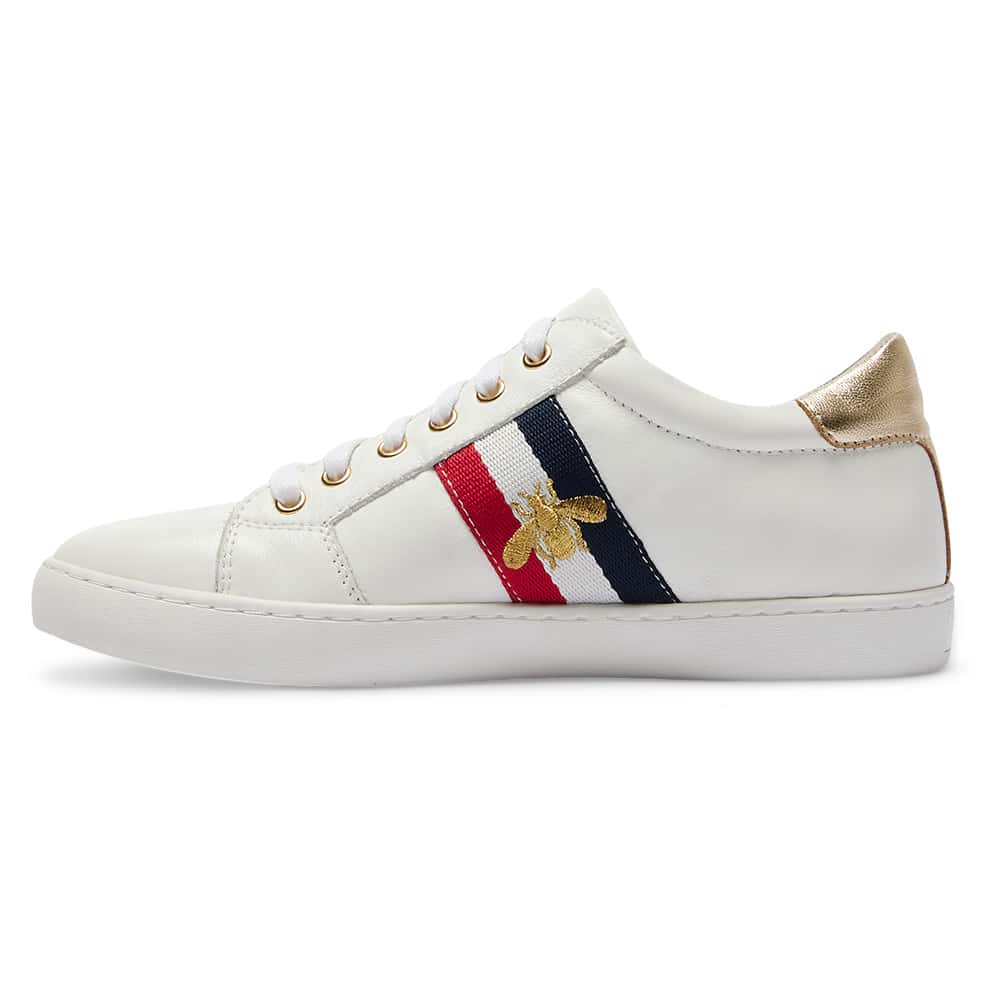 Belem Sneaker in White And Gold Leather