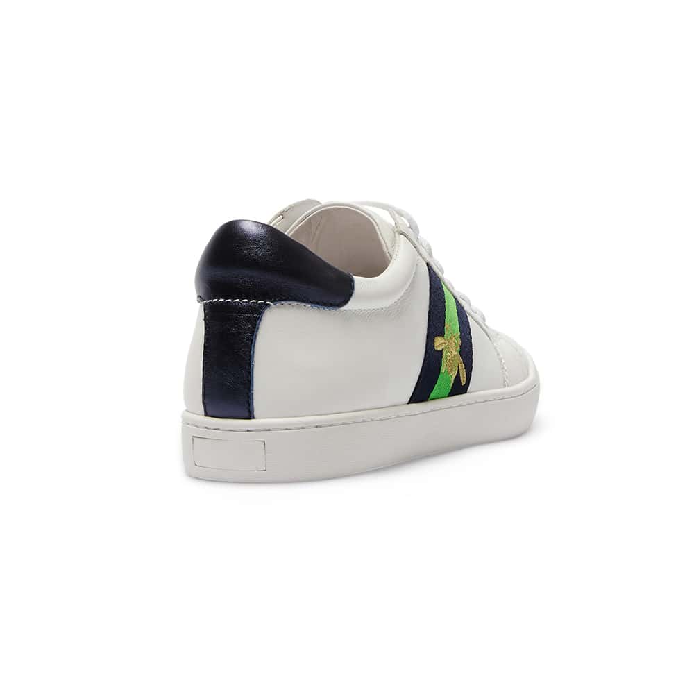 Belem Sneaker in White And Green Leather