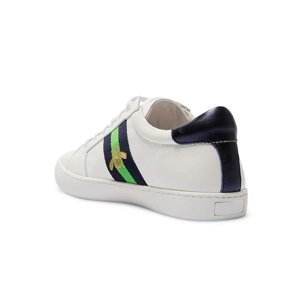 Belem Sneaker in White And Green Leather