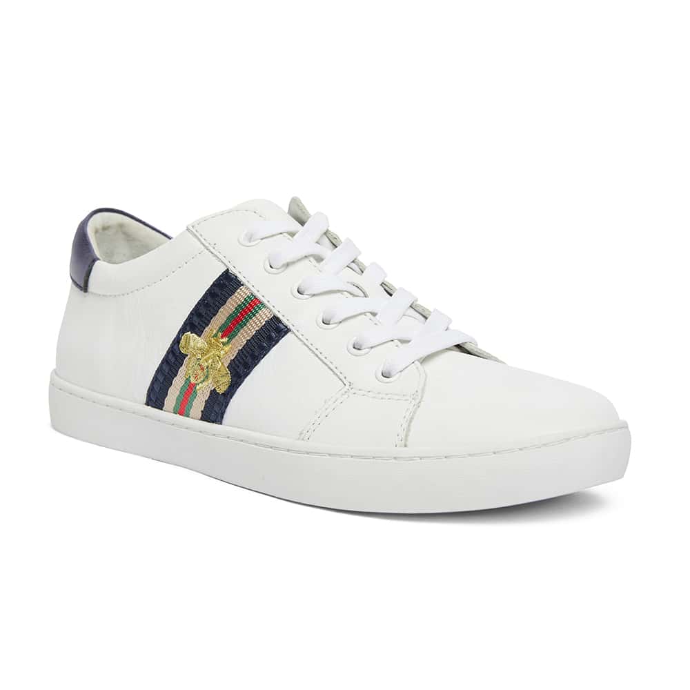 Belem Sneaker in White And Navy Leather
