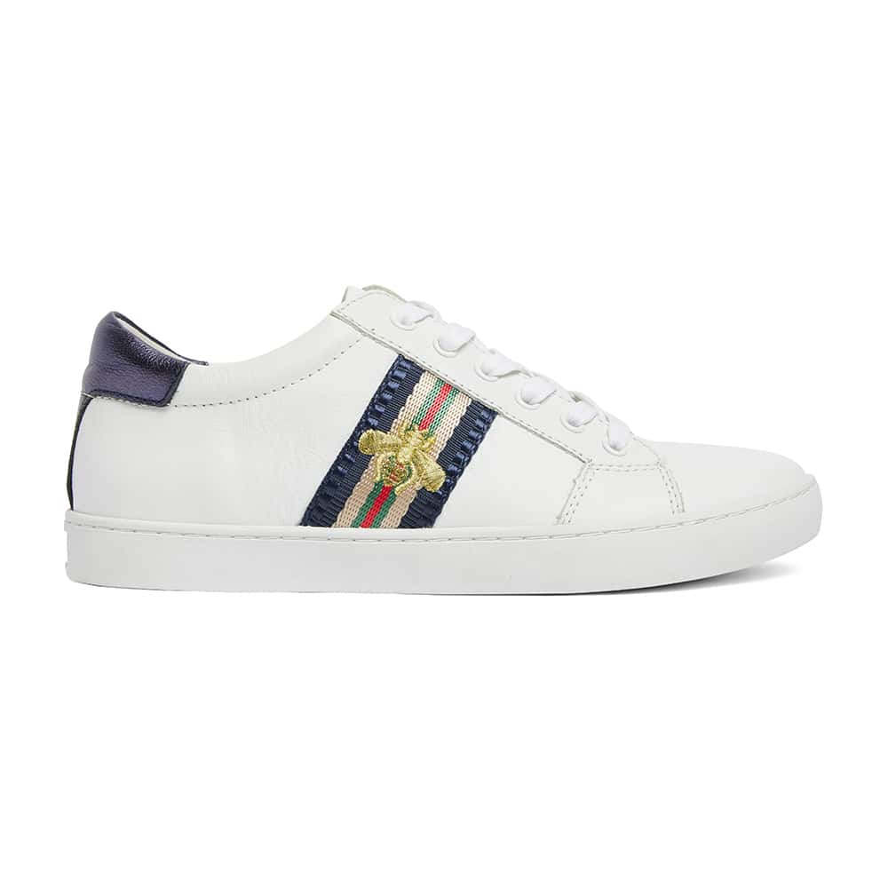 Belem Sneaker in White And Navy Leather