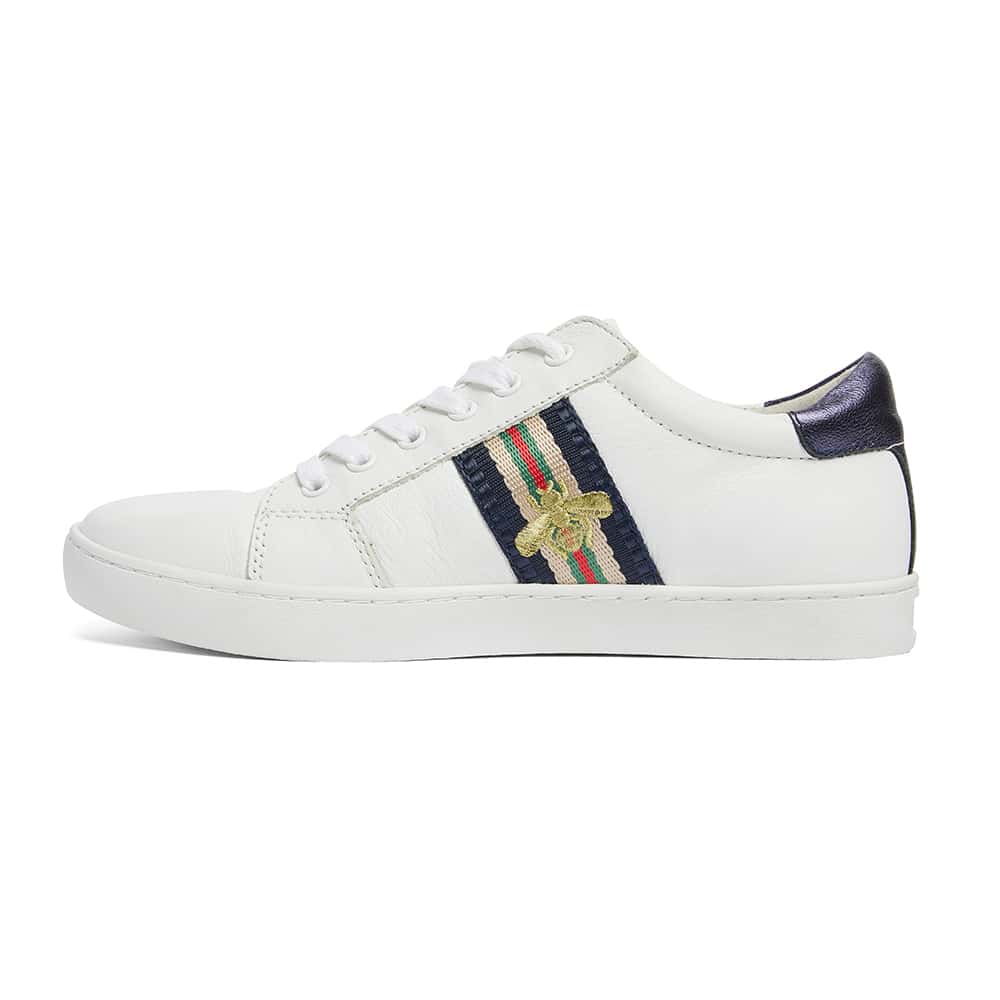 Belem Sneaker in White And Navy Leather