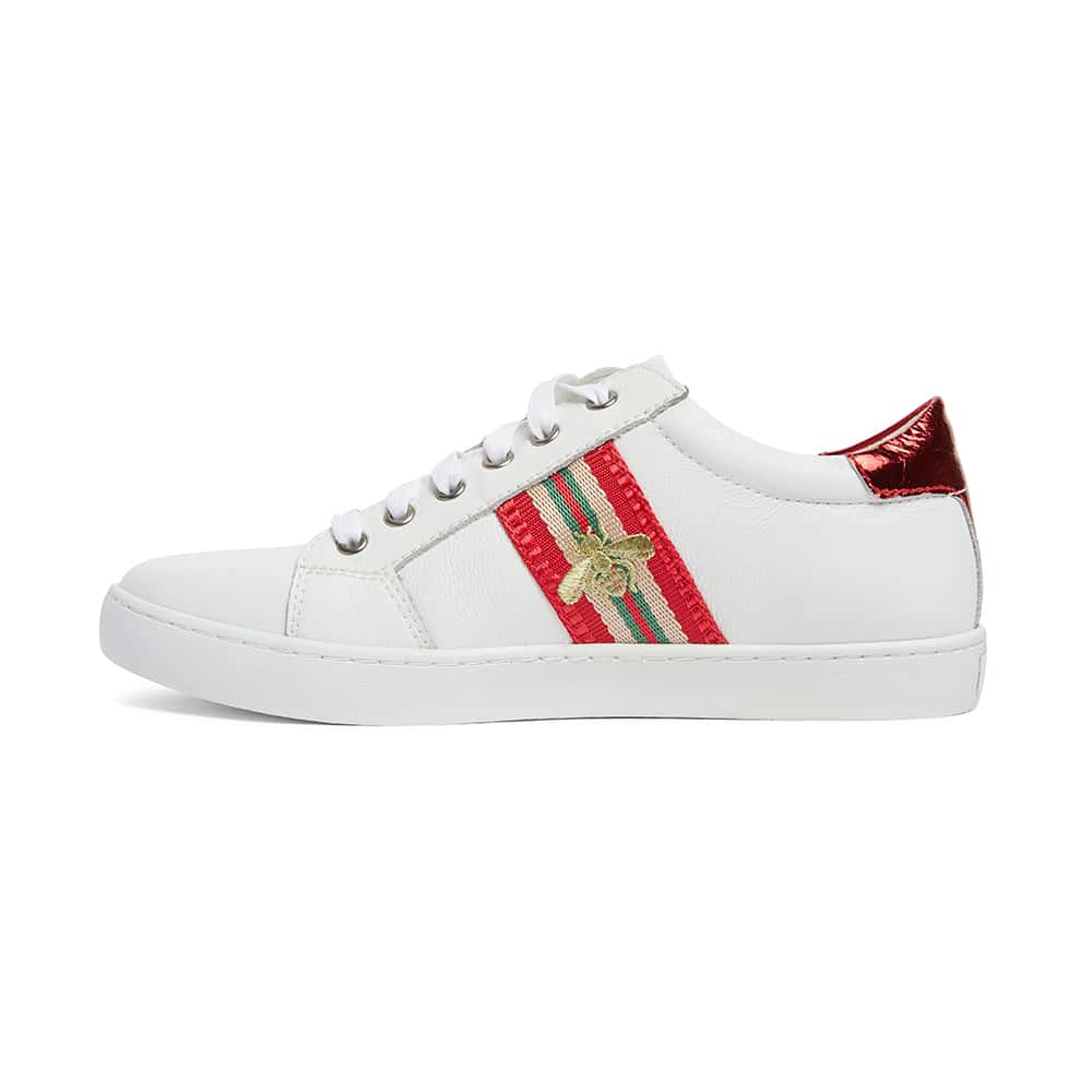 Belem Sneaker in White And Red Leather