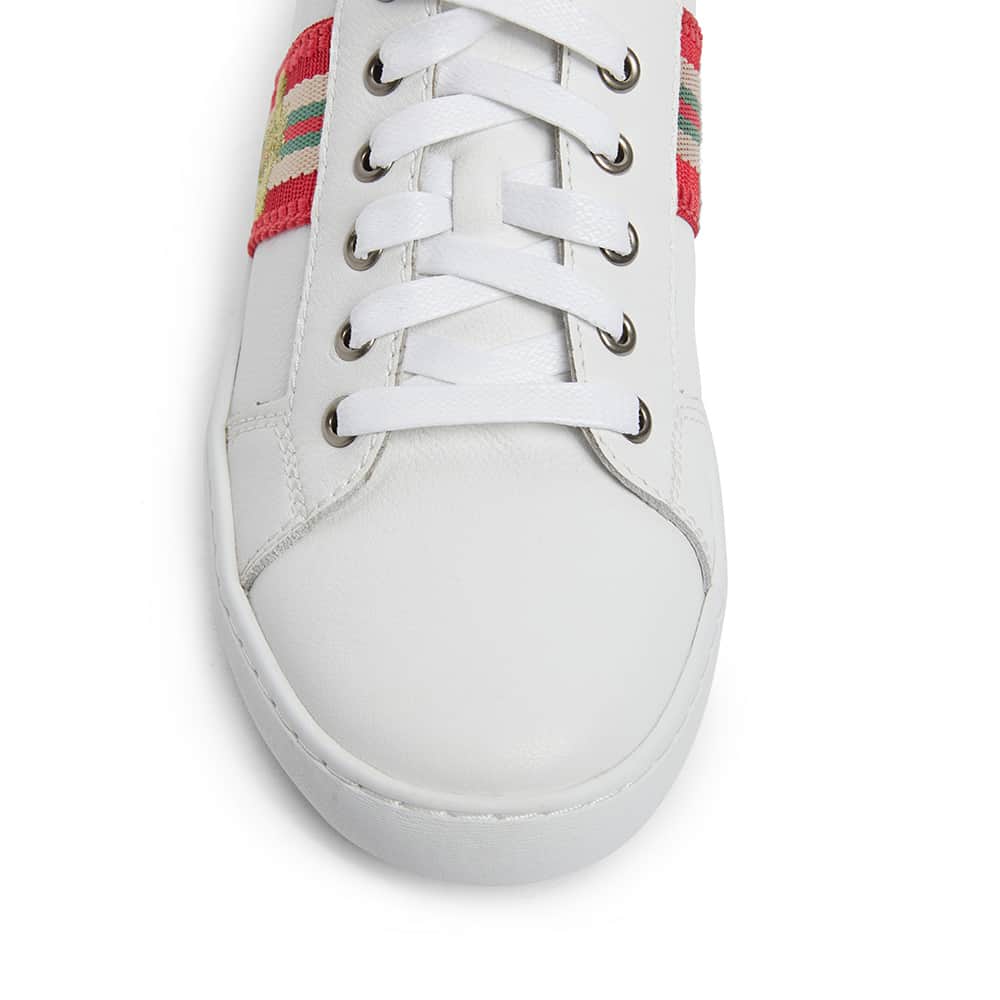 Belem Sneaker in White And Red Leather