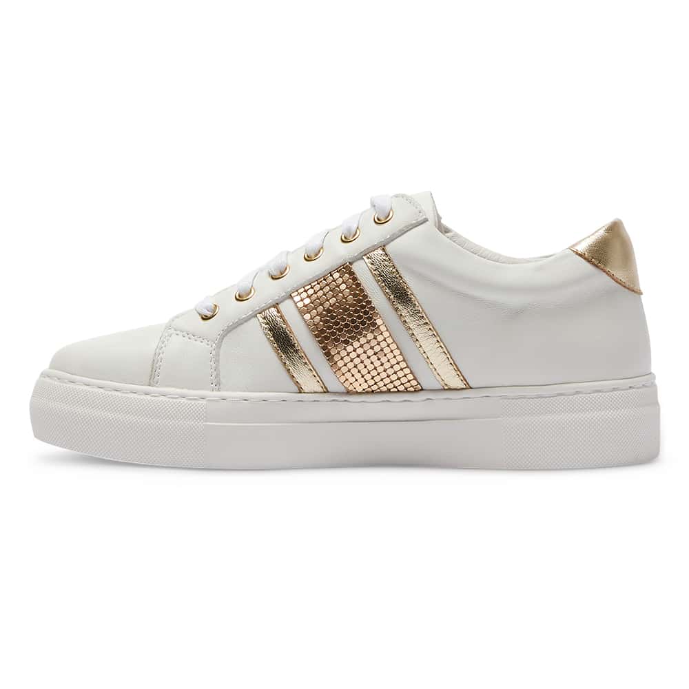 Bellevue Sneaker in White And Gold Leather