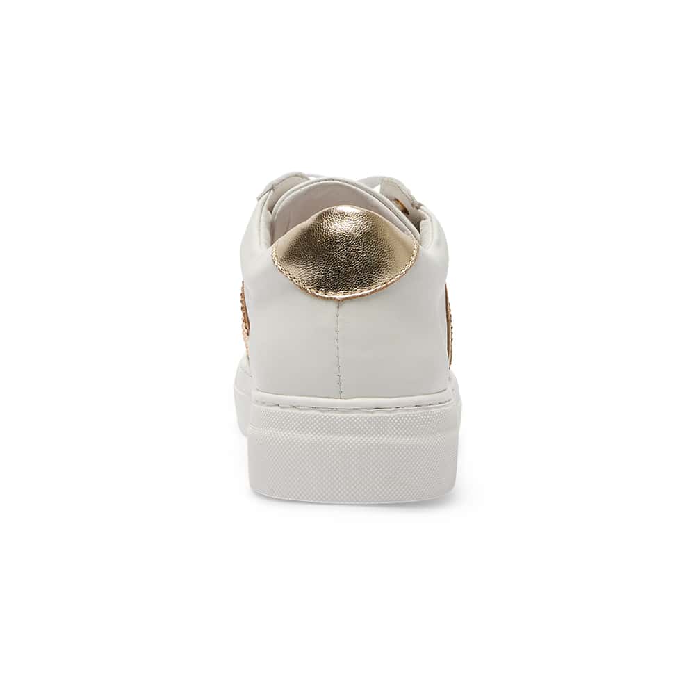 Bellevue Sneaker in White And Gold Leather